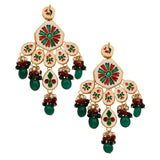 Handcrafted Emerald ruby Gold Tone Kundan Earrings