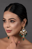 Handcrafted Emerald ruby Gold Tone Kundan Earrings