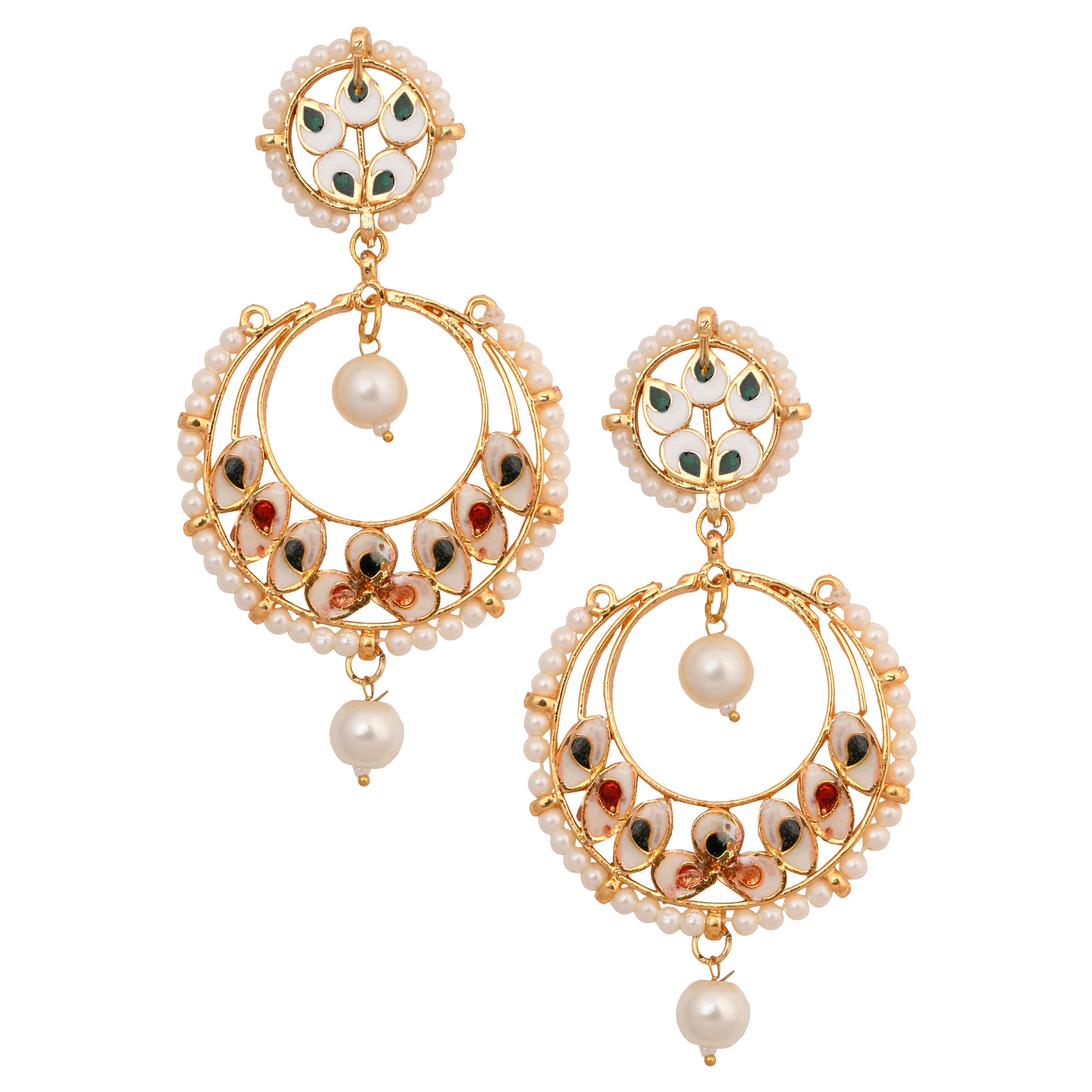 Pearl beaded Kundan Inspired drop earrings