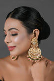 Peach beaded Kundan Chandbali