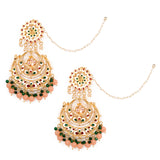 Peach beaded Kundan Chandbali