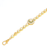 Gold toned kundan inspired bracelet with pearls