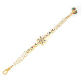 Floral Kundan Gold Tone bracelet with multicolor beads