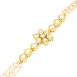 Floral Kundan Gold Tone bracelet with multicolor beads