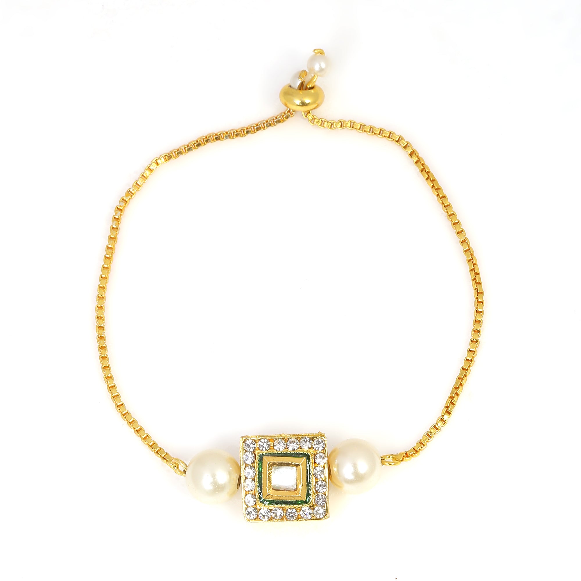 Handcrafted Kundan studded bracelet with pearls