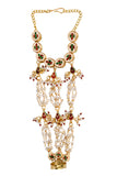 Gold Tone Kundan Haathphool with Pearls