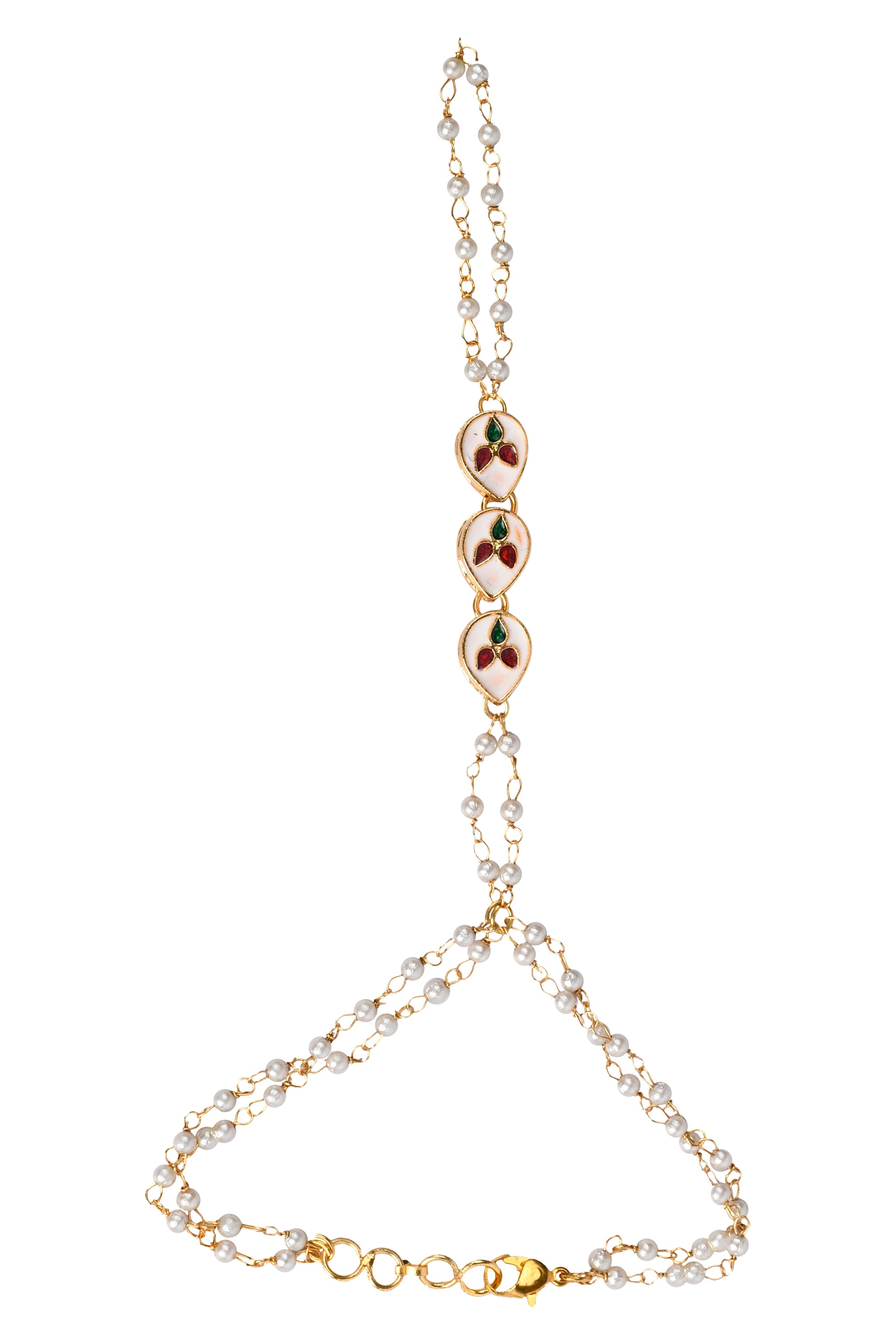 Gold toned kundan hathphool