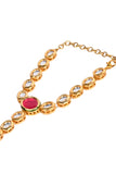 Red Gold toned royal kundan hathphool