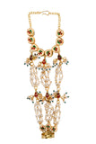 Gold Tone Kundan Haathphool with Pearls