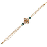 Green White Gold Tone Kundan Bracelet