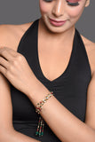Red Green beaded Gold tone Kundan bracelet
