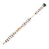 Red Green beaded Gold tone Kundan bracelet
