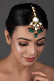 Emerald beaded Kundan inspired Maang Tikka