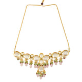 Handcrafted Kundan pastel beaded necklace with earrings