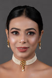 Pearl beaded Kundan floral choker necklace with earrings