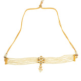 Pearl beaded Kundan floral choker necklace with earrings