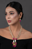 Ruby beaded Kundan necklace with earrings