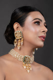 Cream Gold Tone Kundan Choker set