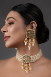 Cream Gold Tone Kundan Choker set