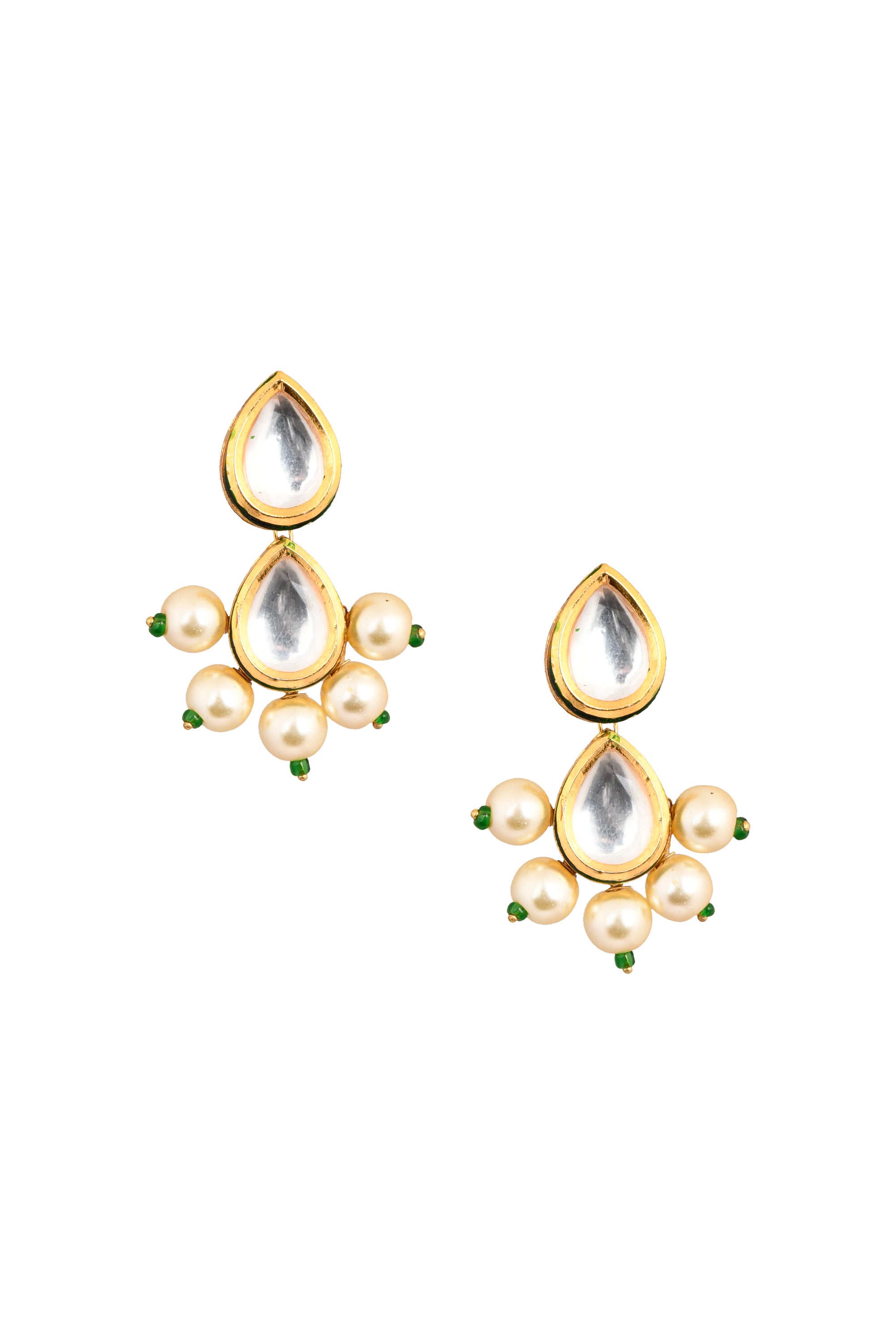 Pearl beaded Handcrafted Kundan earrings