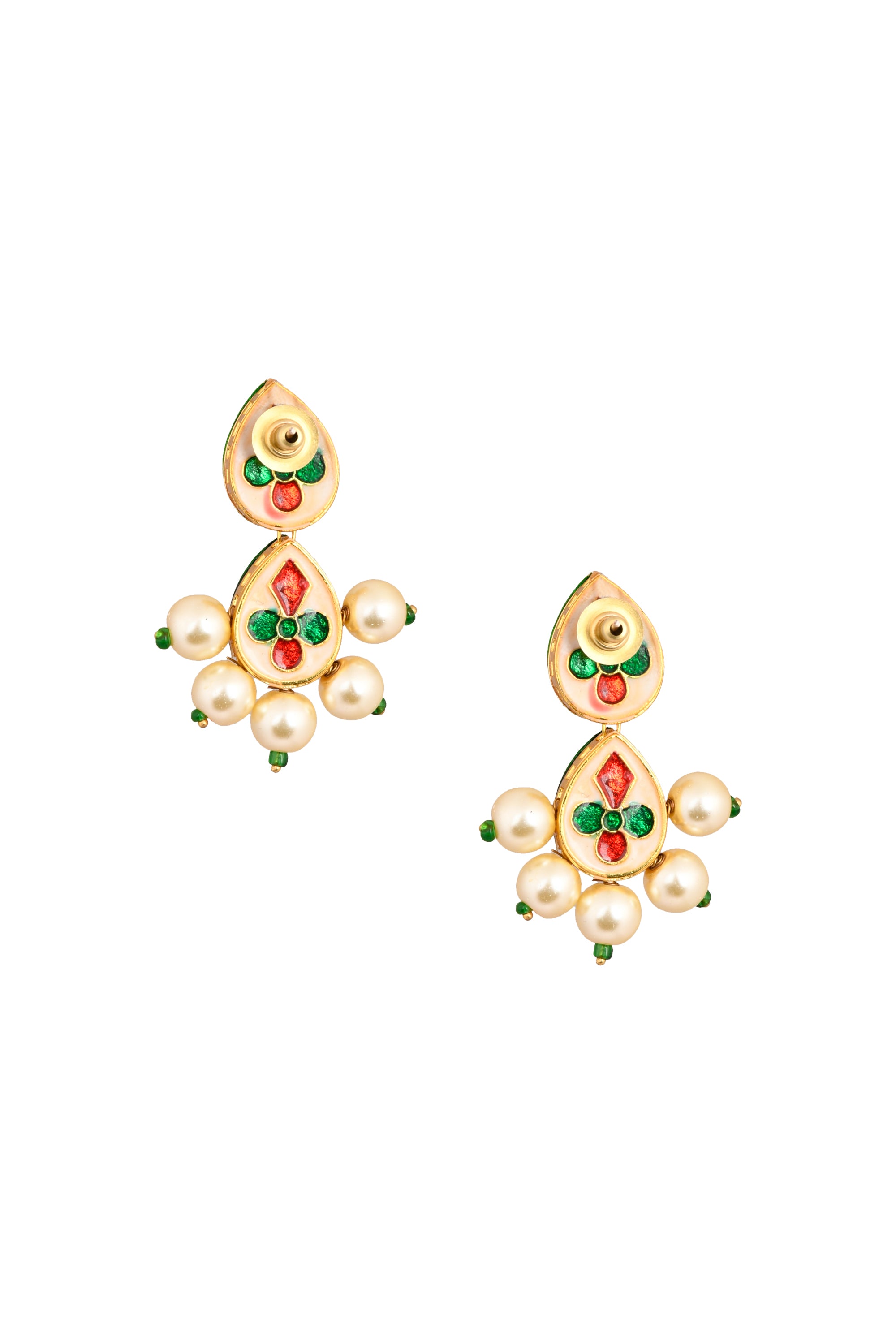 Pearl beaded Handcrafted Kundan earrings