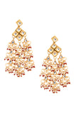 Kundan drop tassled earrings