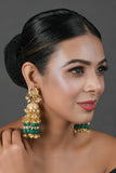 Emerald & Pearl beaded Jhumki