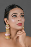 Pink Gold tone Kundan Jhumki