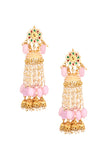 Pink Gold tone Kundan Jhumki