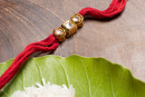 Red Gold Tone Kundan Rakhi