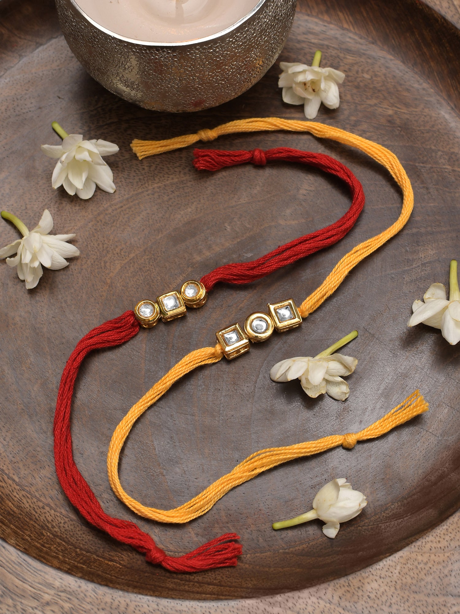 Kundan Gold Tone  Rakhi - Set of 2