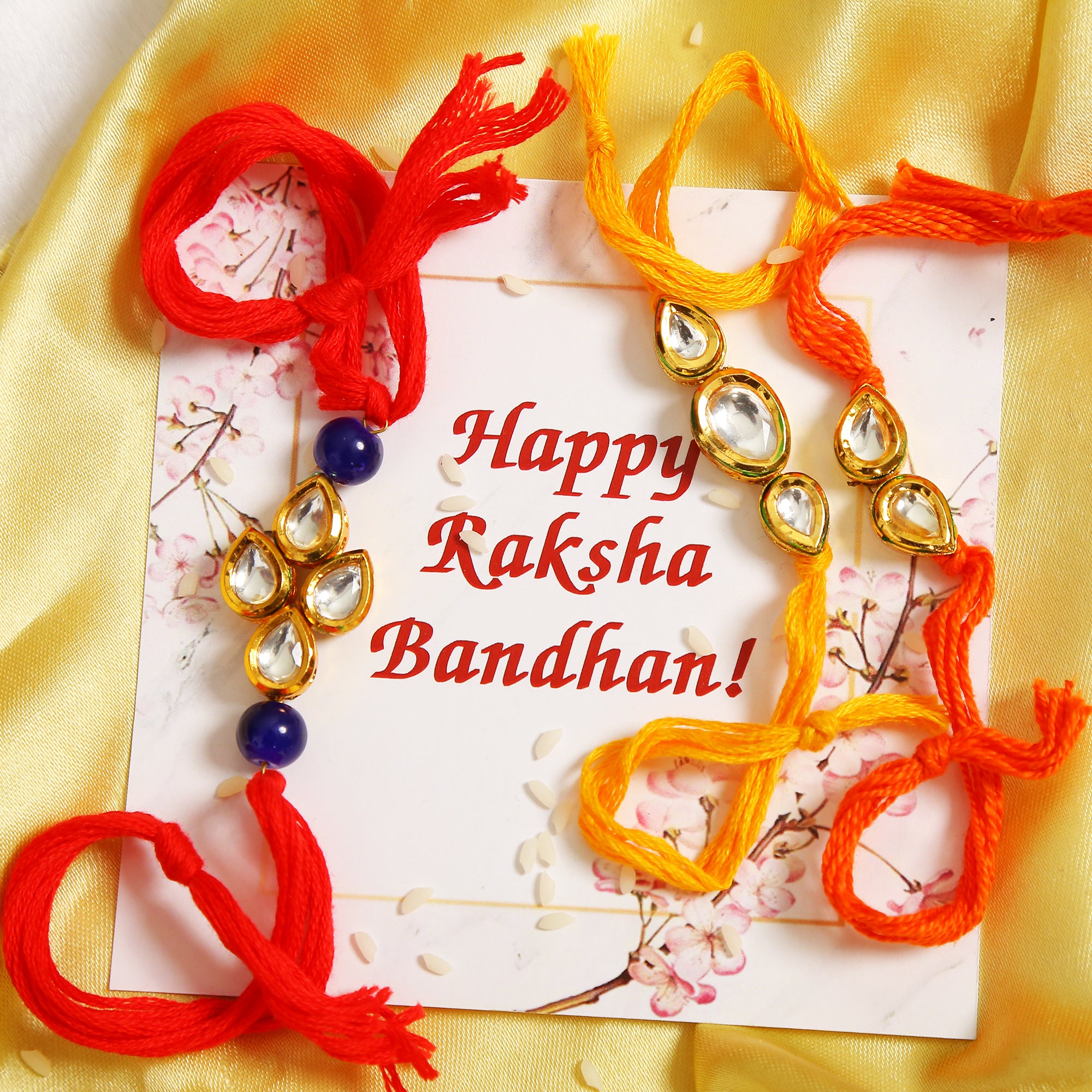 Kundan Handmade Rakhi- Set of 3