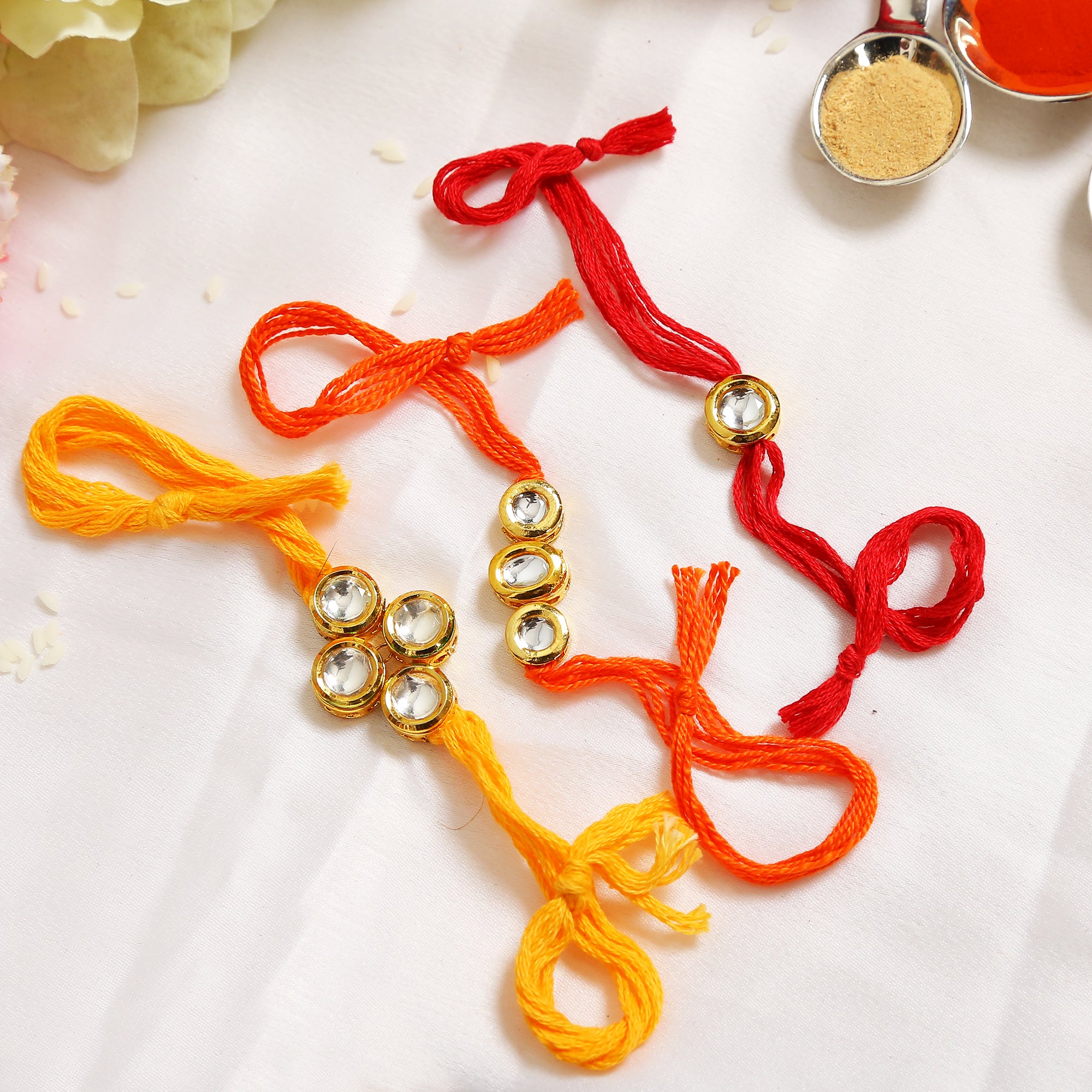 Kundan Handmade Rakhi- Set of 3