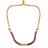 Mahroon beaded Gold toned kundan inspired choker with earrings