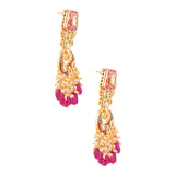 Kundan inspired mahroon enameled earrings with Maang Tikka