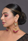 Kundan inspired mahroon enameled earrings