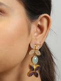 Semiprecious Rose quartz, Aqua Chalcedony & Amethyst Earrings
