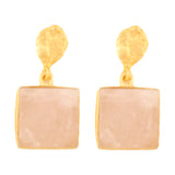 Rose quartz Gold Plated Earrings