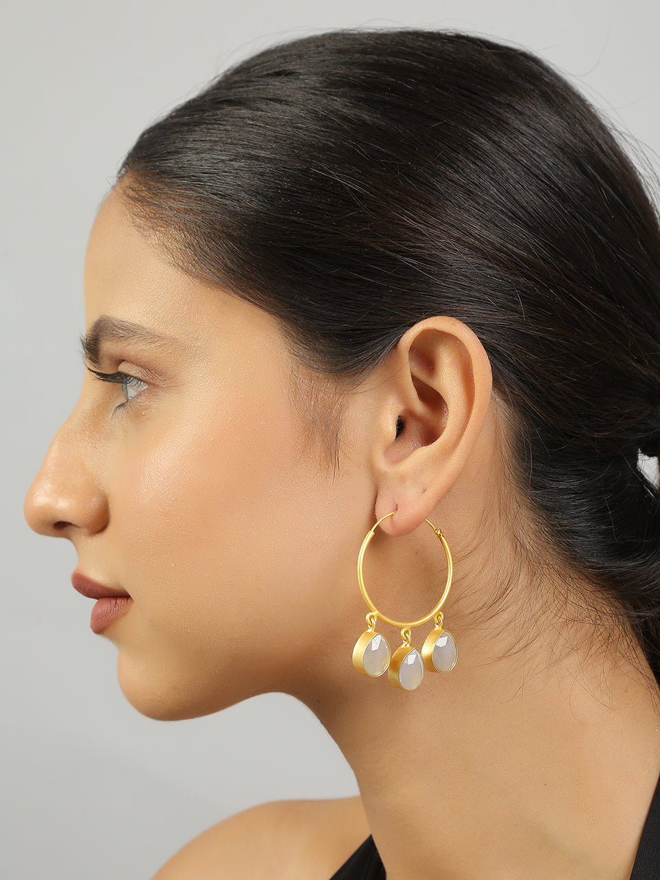 Gold Hoop Earring – Blue Illusion