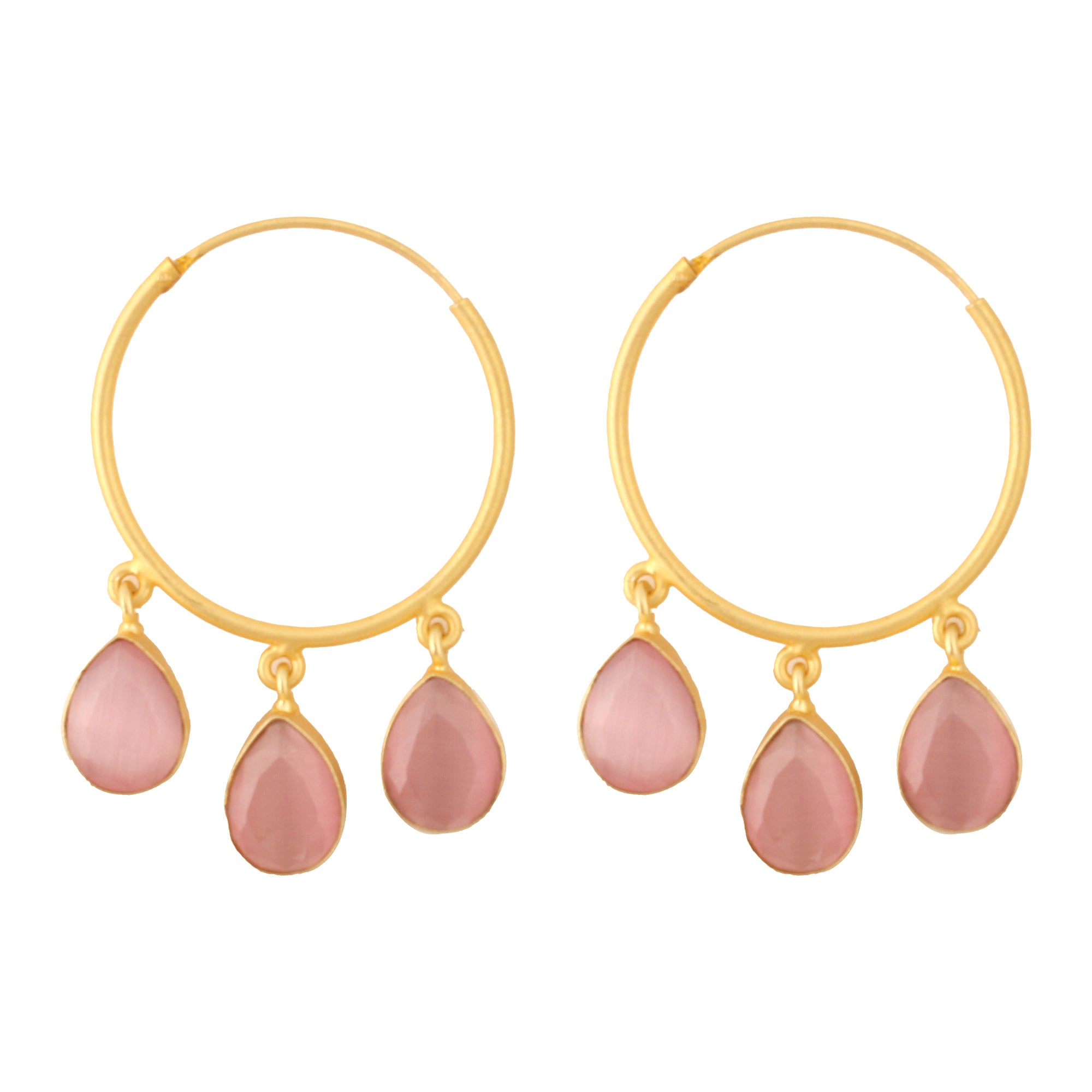 Gold Plated Handcrafted Brass Hoop Earrings