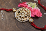 Red Gold Tone Kundan Rakhi