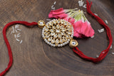 Red Gold Tone Kundan Rakhi