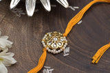 Gold Tone Kundan pearl Rakhi