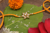 Yellow Gold Tone Floral Kundan Rakhi