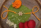 Yellow Gold Tone Floral Kundan Rakhi