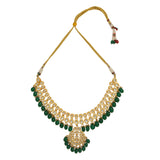 Emerald beaded Kundan Necklace with Earrings & Maang Tikka
