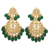 Emerald beaded Kundan Necklace with Earrings & Maang Tikka