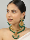 Emerald beaded Kundan necklace set with earrings