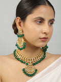 Emerald beaded Kundan necklace set with earrings