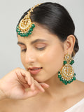 Kundan inspired Emerald beaded Earrings & Maang Tikka Set